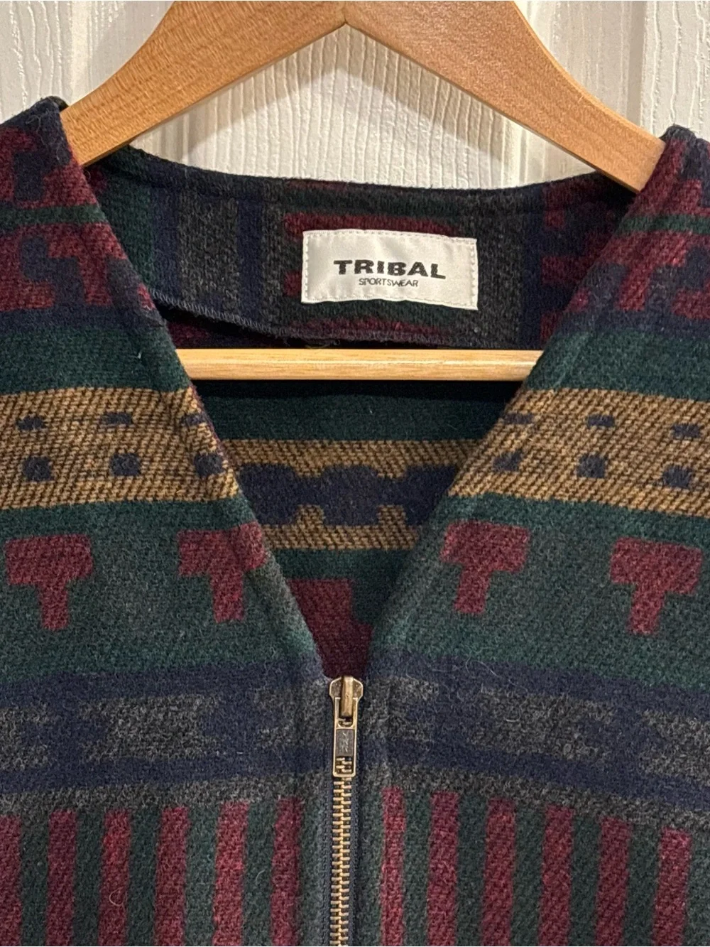 Vintage Tribal Sportswear Aztec Southwest Wool Blend Zip Vest Men’s S Women’s L